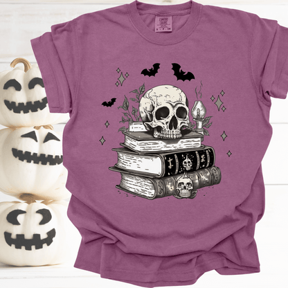 Skull & Book Stack | Comfort Colors Tee